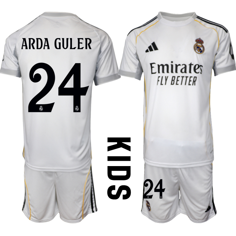 Youth 2025-2026 Club Real Madrid home White #24 Soccer Jersey